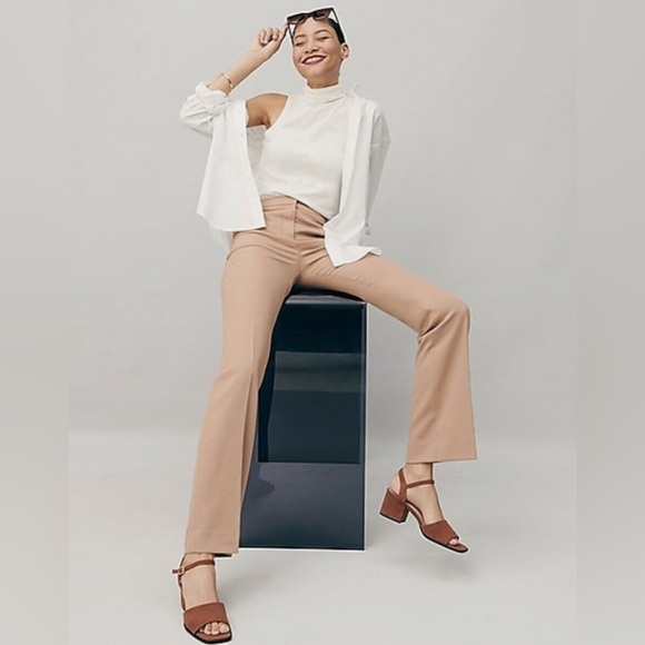 NWT J. Crew Willa Cropped Flare Pant Italian City Wool Blend Camel Brown Size 14 - Picture 3 of 6